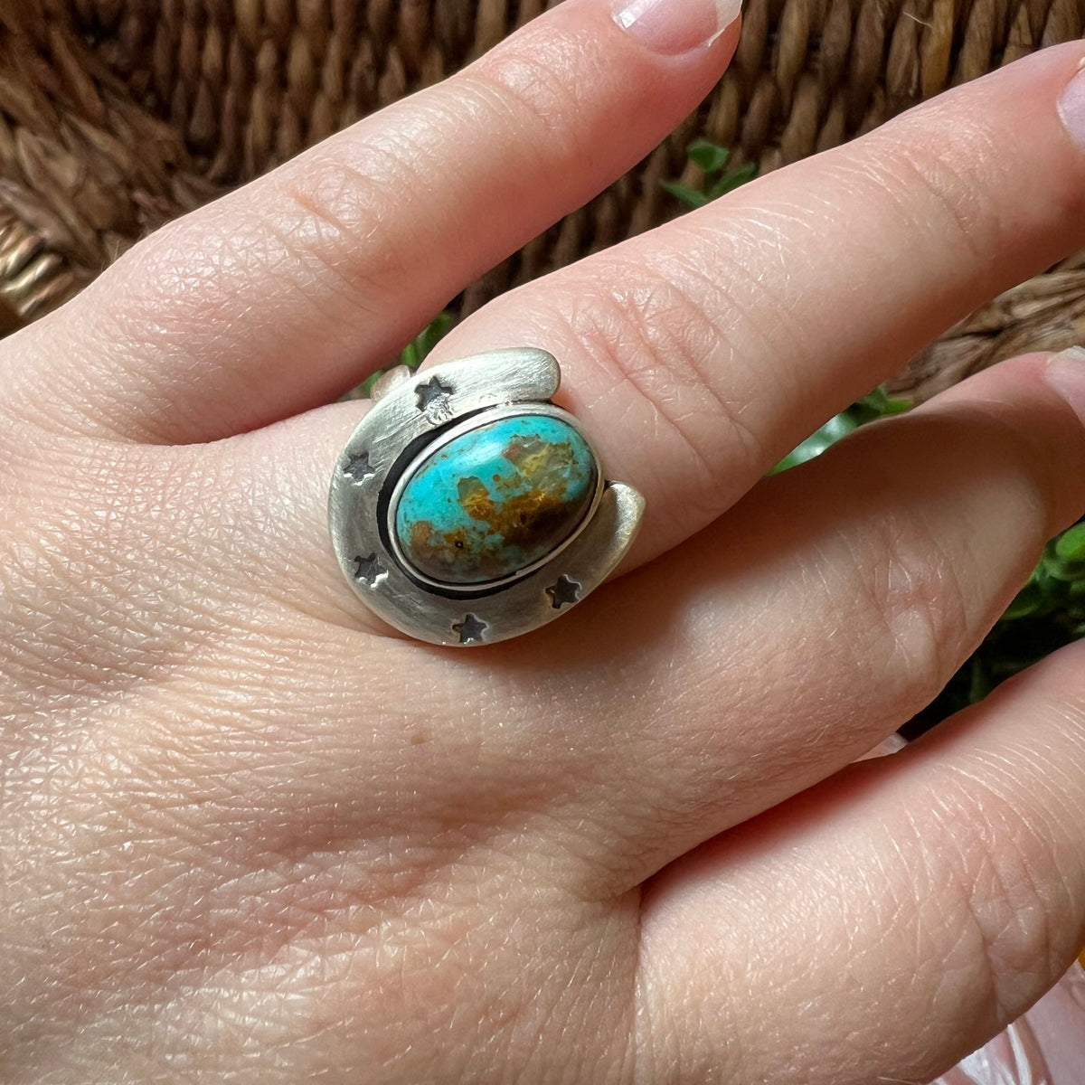 Sterling Silver Horseshoe Statement Ring – Turquoise, Spiny Oyster & Queen Conch Options