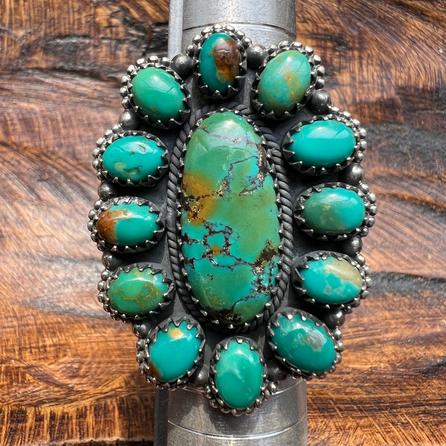 Kingman Turquoise Collector Cluster Ring Size 8.75