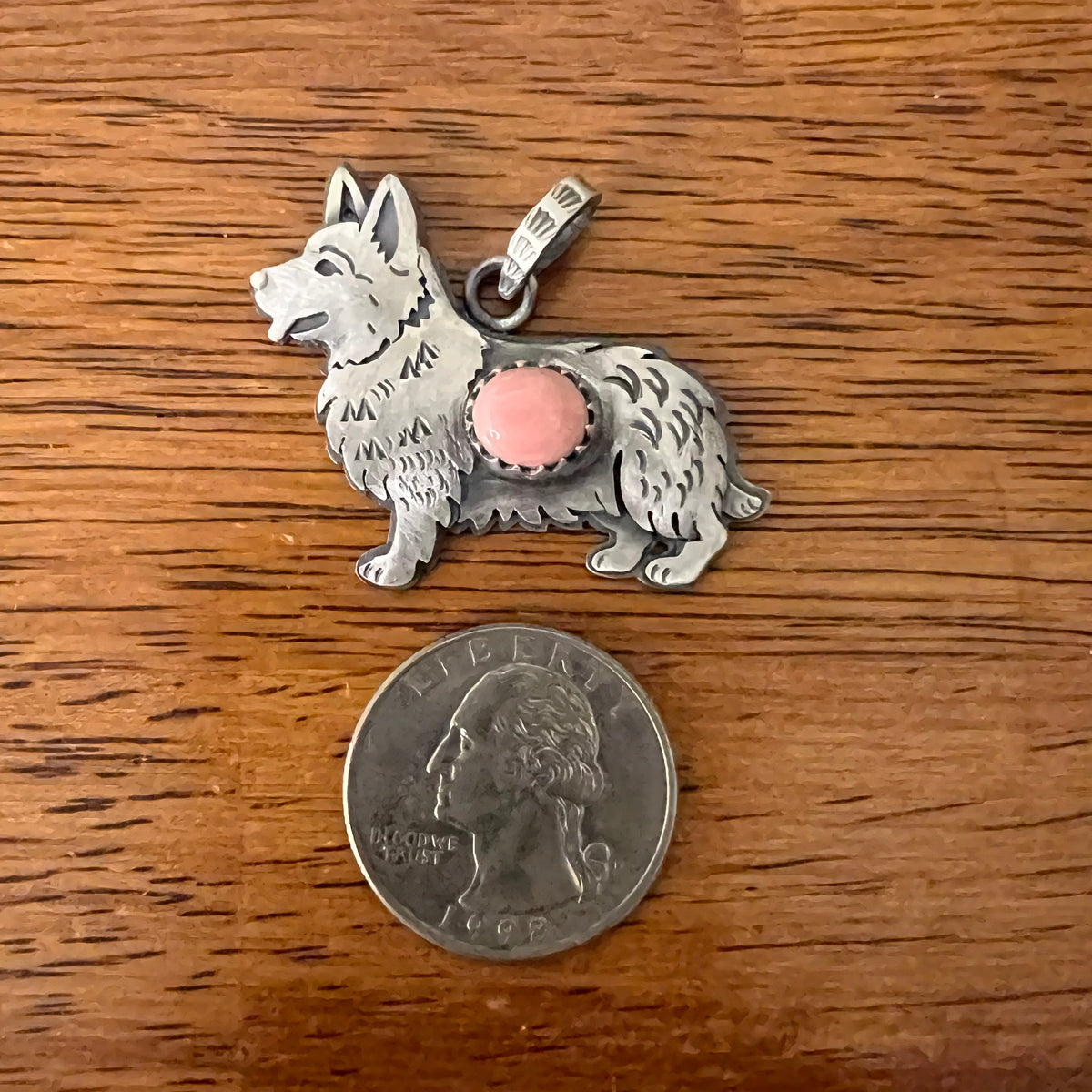 Sterling Silver Queen Conch Welsh Corgi Pendant