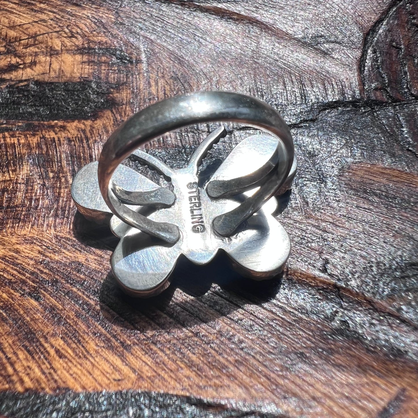 Kingman Turquoise & Spiny Oyster Butterfly Ring – Sterling Silver Statement (Size 9)