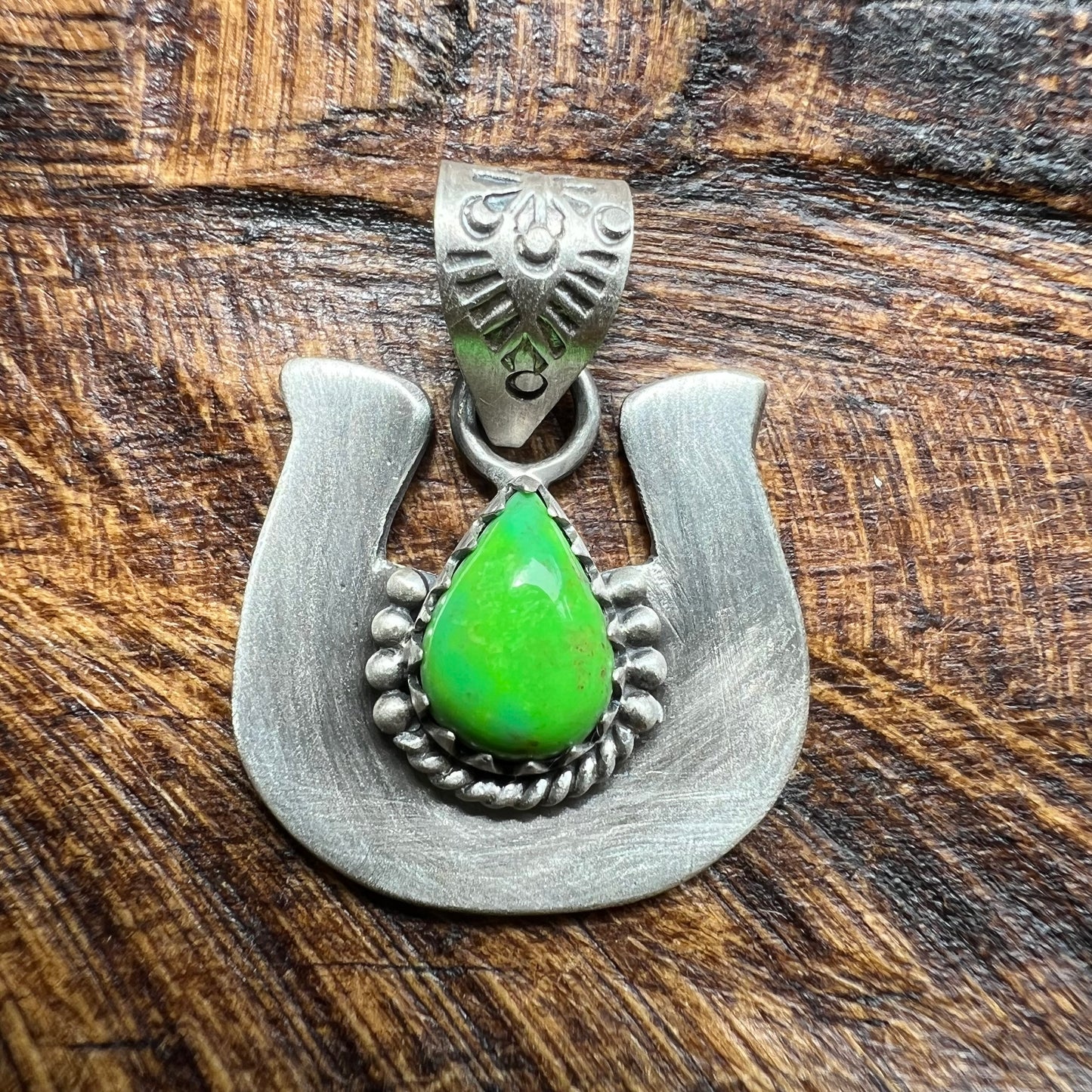 Sterling Silver Sonoran Gold Turquoise Horseshoe Pendant