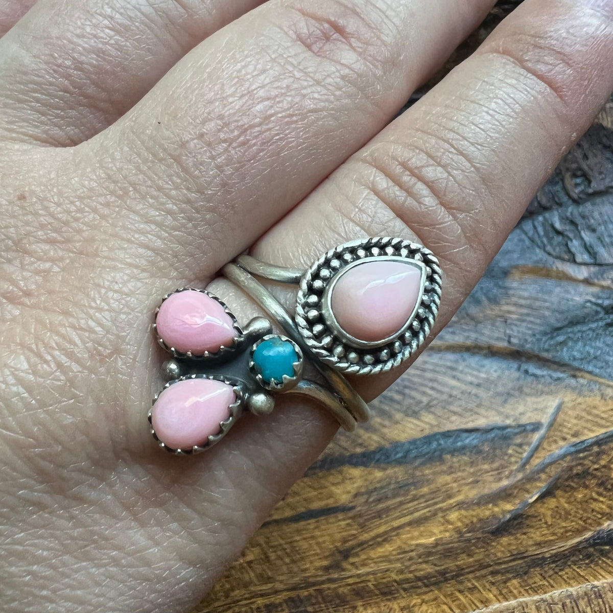 Sterling Silver Queen Conch & Turquoise Statement Ring – Size 10