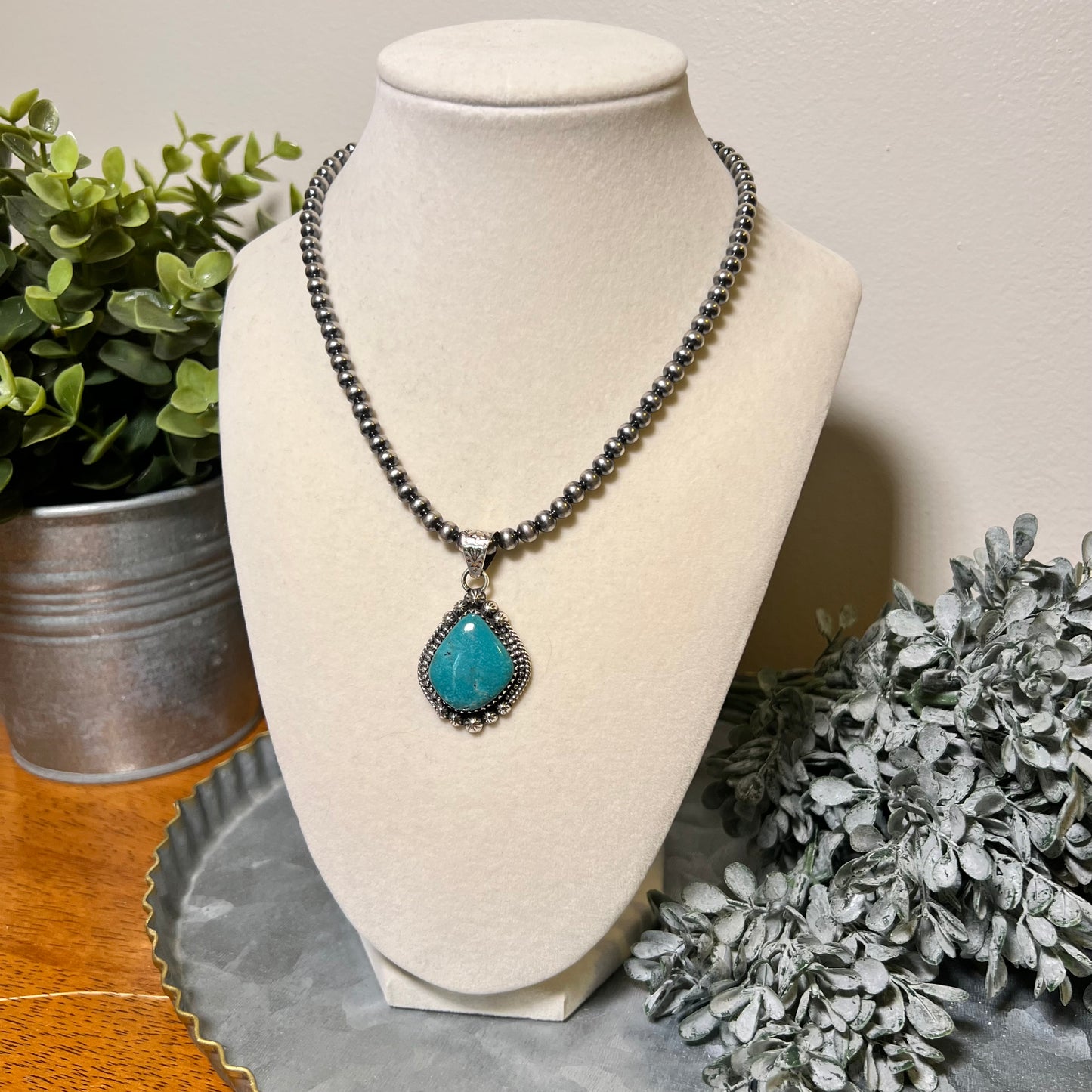 Sterling Silver Kingman Turquoise Statement Pendant
