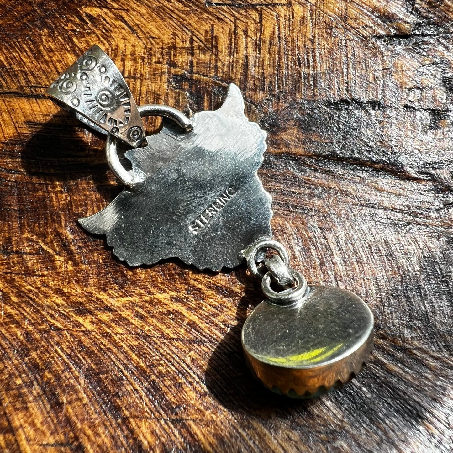 Highland Cow Kingman Turquoise Sterling Silver Pendant