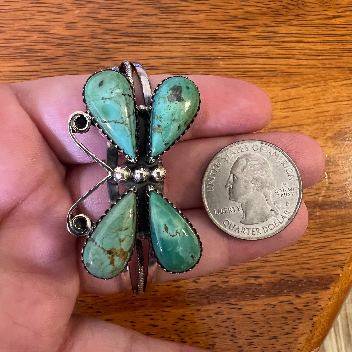 Kingman Turquoise Butterfly Cuff – Handcrafted Sterling Statement