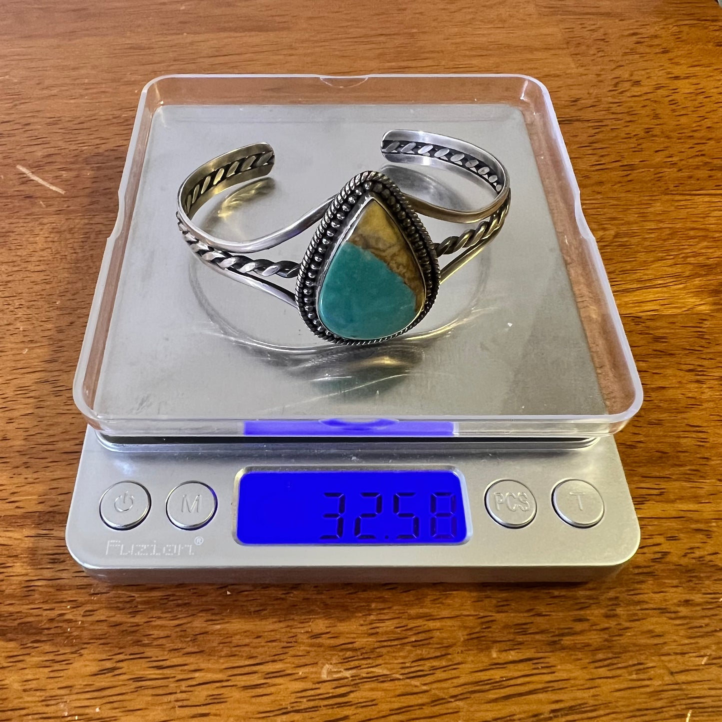 Sterling Silver & Kingman Turquoise Statement Cuff