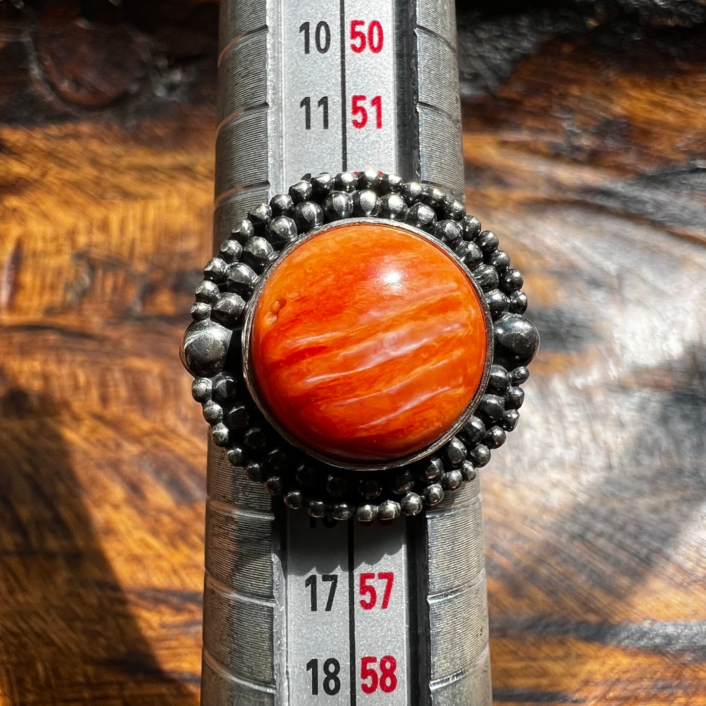 Sterling Silver Orange Spiny Oyster Ring Size 6.75