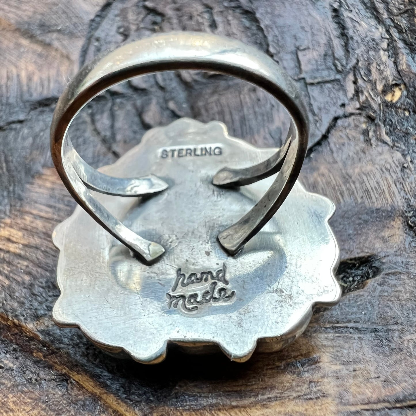 Kingman Heart & Queen Conch Cluster Ring — Sterling Silver Statement (Size ~9¼)