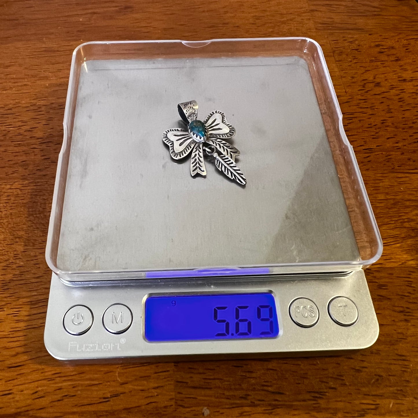 Sterling Silver Fox Turquoise Bow Pendant