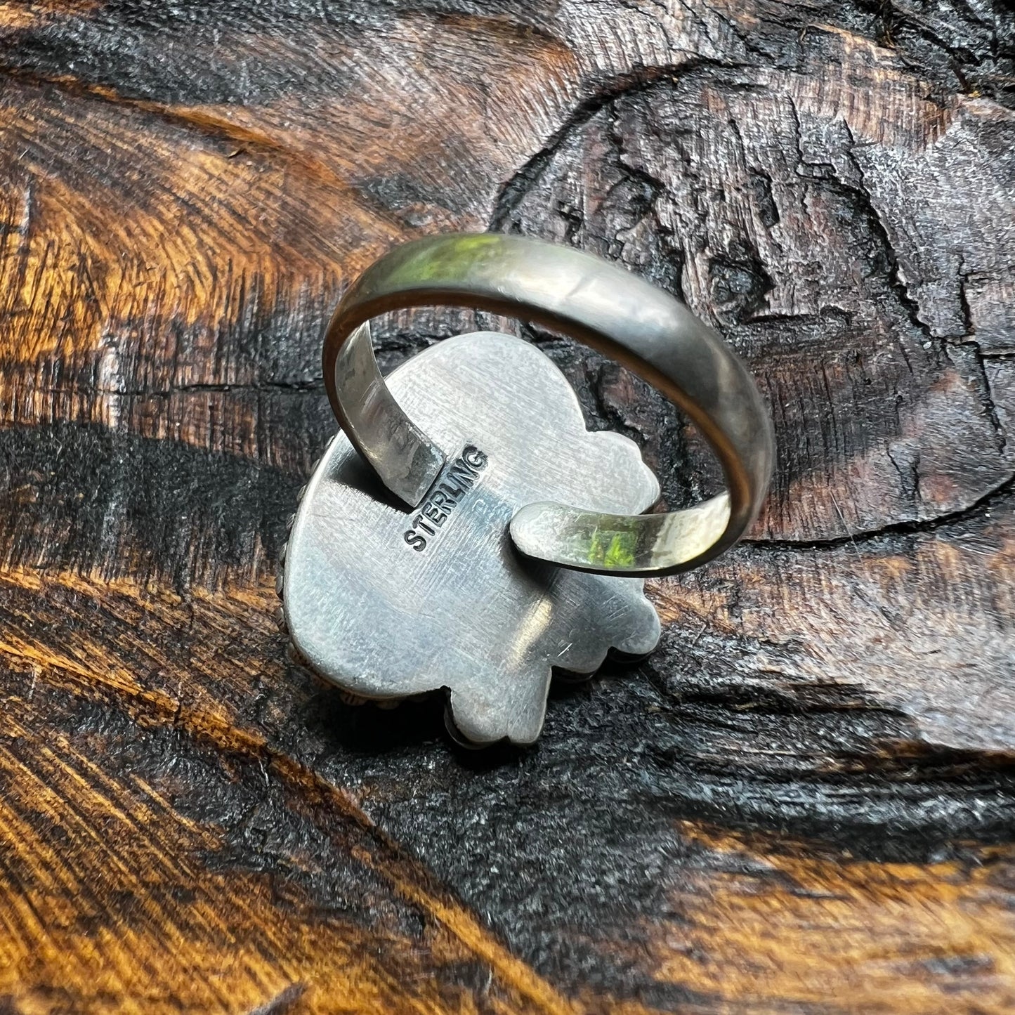 Ribbon Turquoise Floral Sterling Silver Statement Ring – Adjustable Size 9