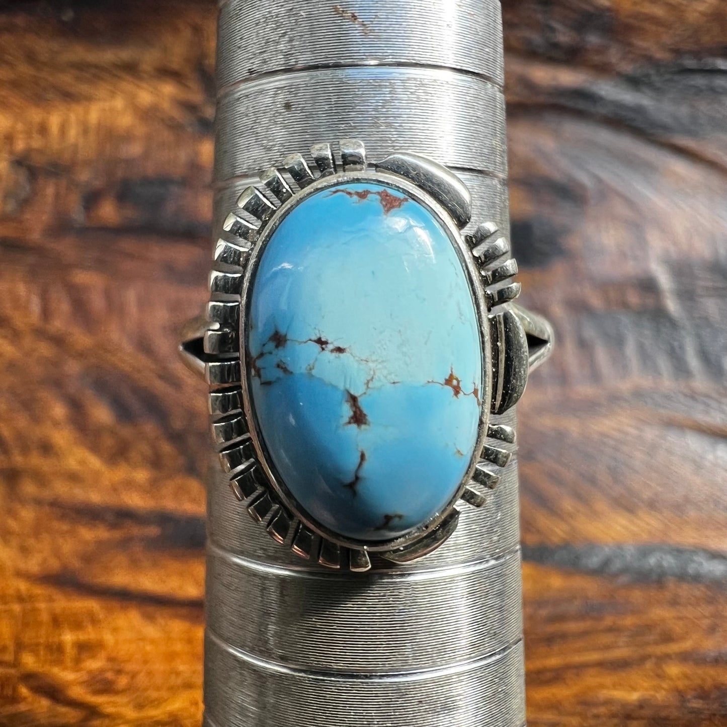 Golden Hills Turquoise Ring Size 8 Navajo Sterling Silver Norvin Johnson