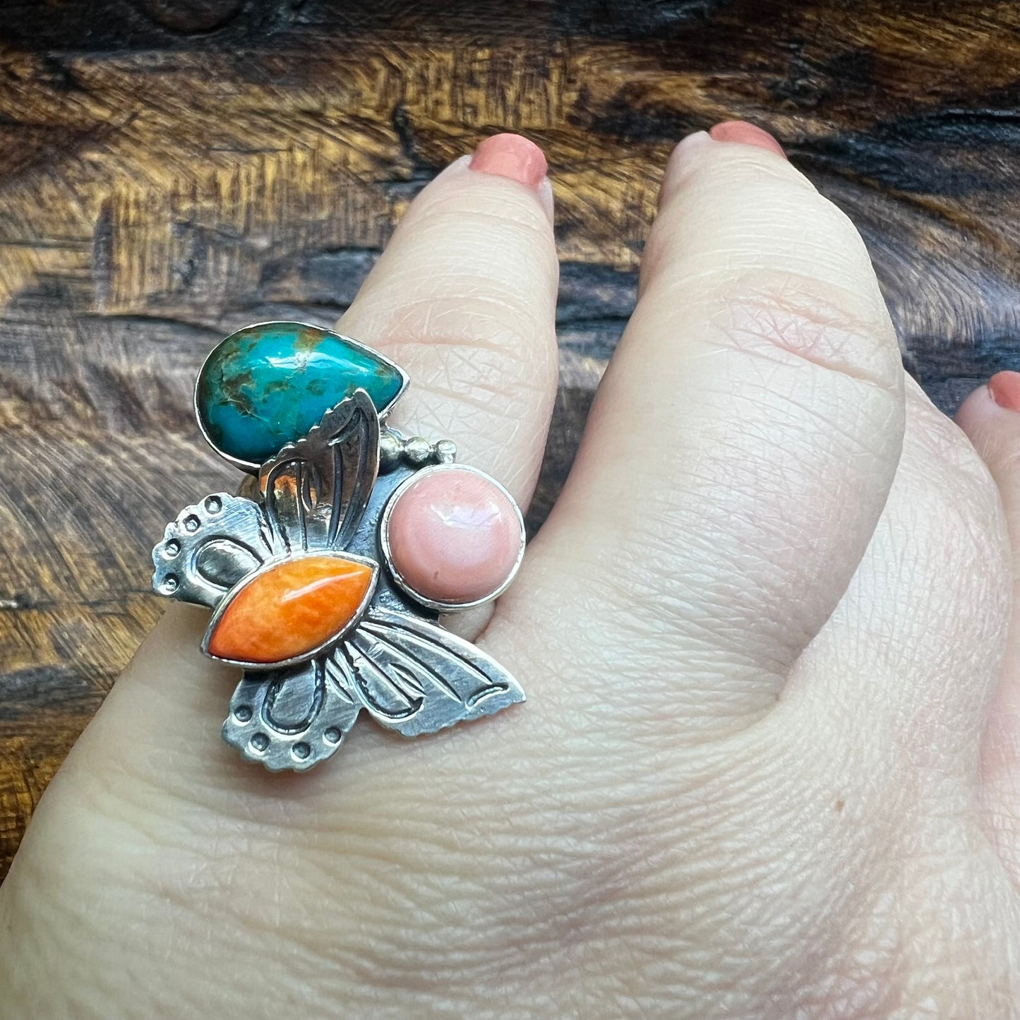 Sterling Silver Multi-Stone Butterfly Ring – Size 6