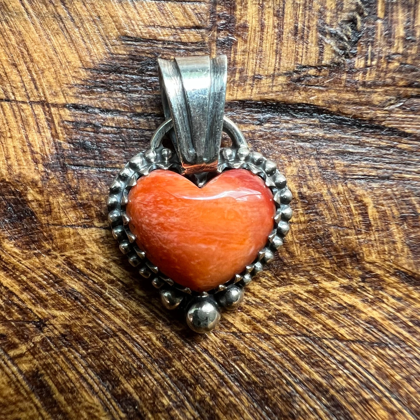Sterling Silver Spiny Oyster Heart Pendant