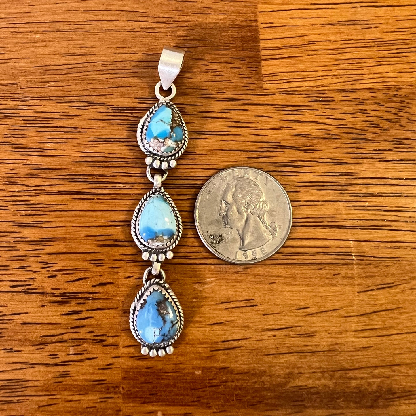 Sterling Silver Golden Hills Turquoise Triple Drop Pendant