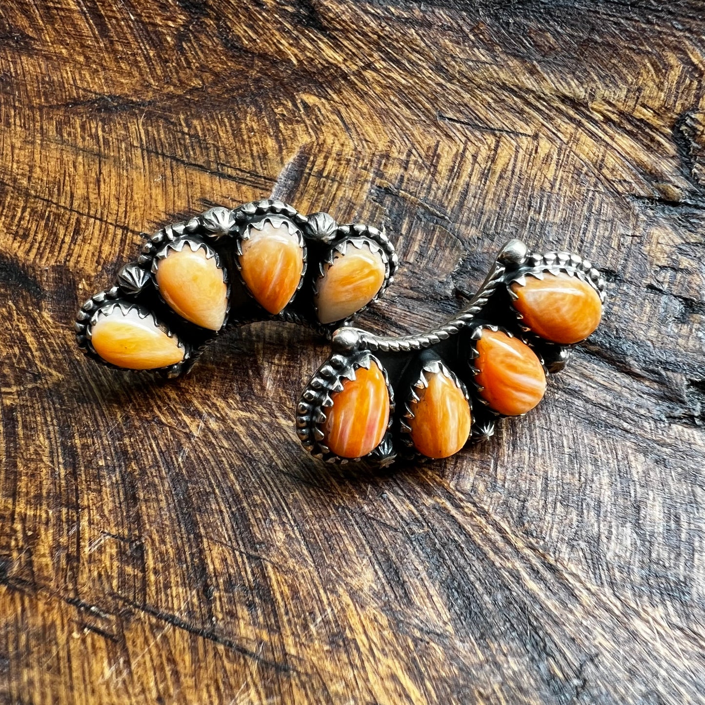 Sterling Silver Spiny Oyster Crawler Earrings | Southwestern Studs