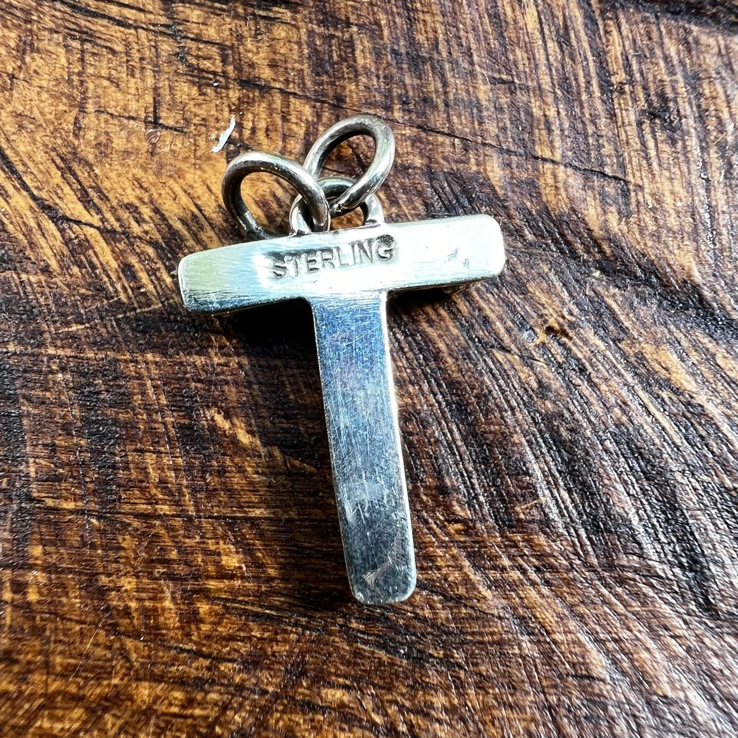 Kingman Turquoise Initial T Sterling Silver Pendant