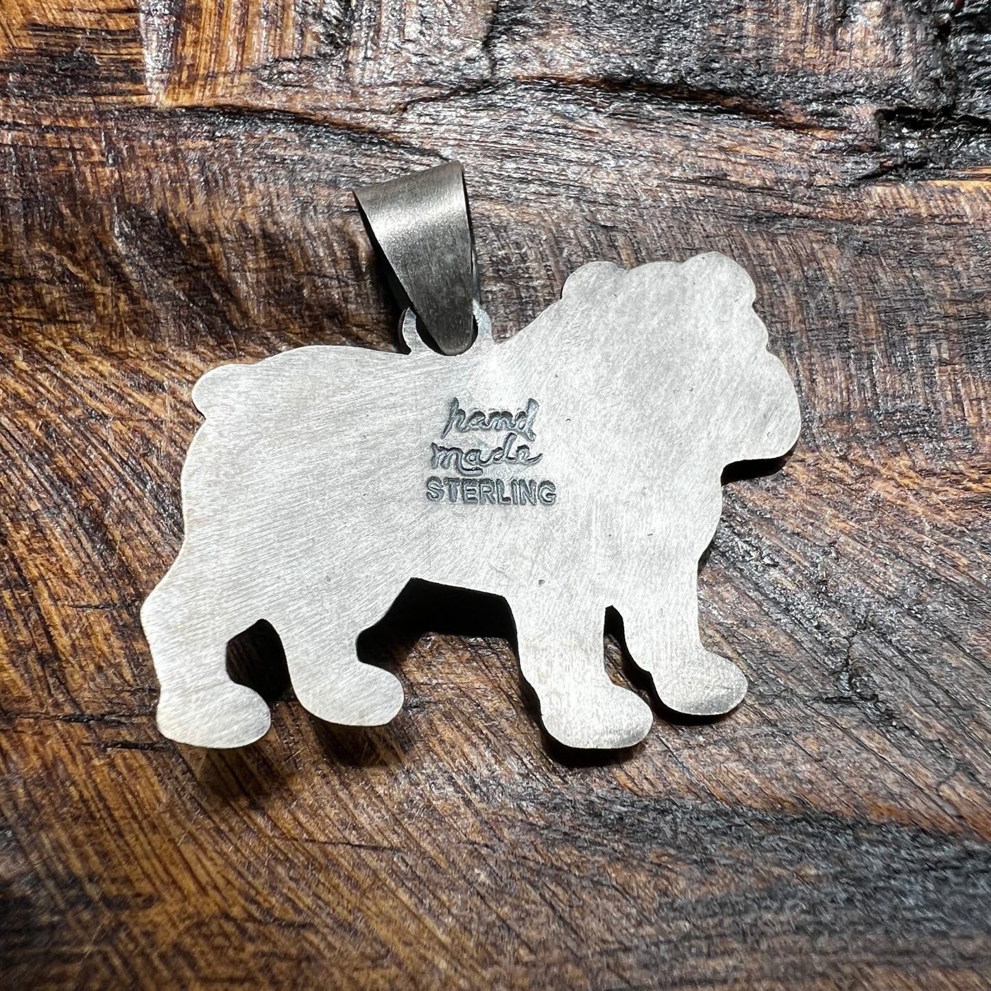 Sterling Silver Kingman Turquoise Bulldog Dog Pendant