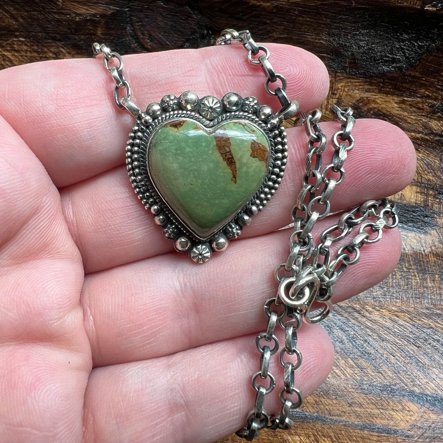 Sterling Silver Kingman Turquoise Heart Necklace
