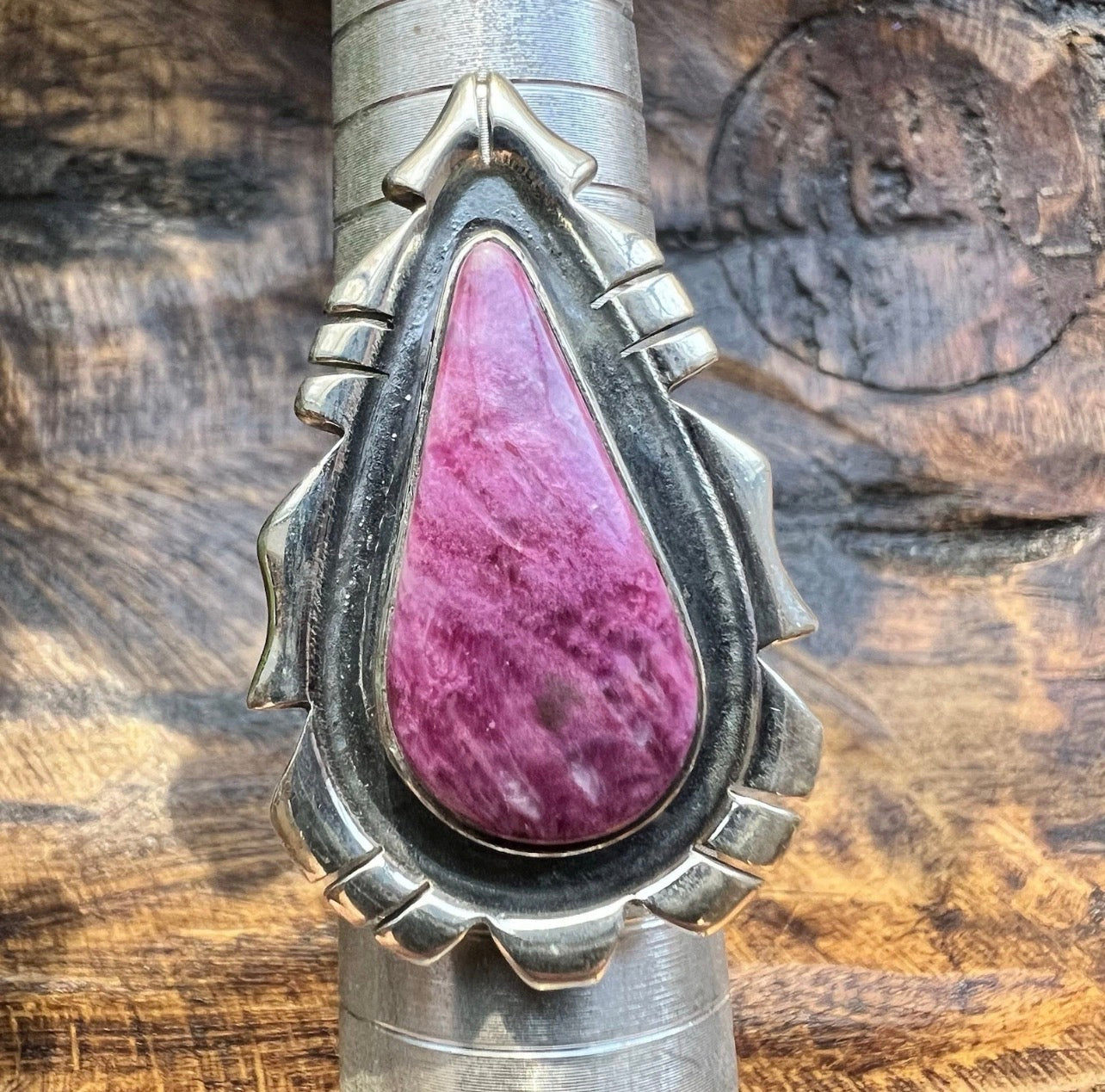 Purple Spiny Oyster Statement Ring in Sterling Silver