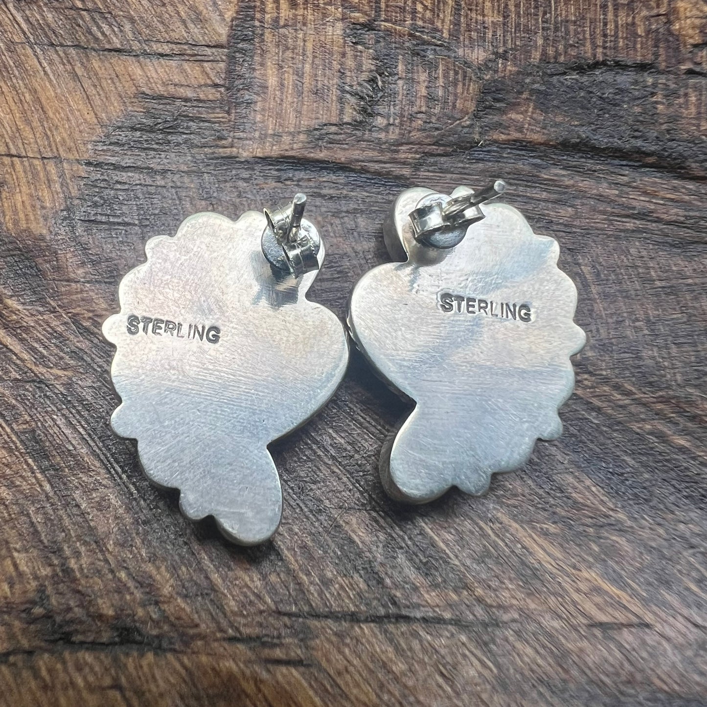 Kingman Turquoise Heart Half Cluster Stud Earrings Sterling Silver