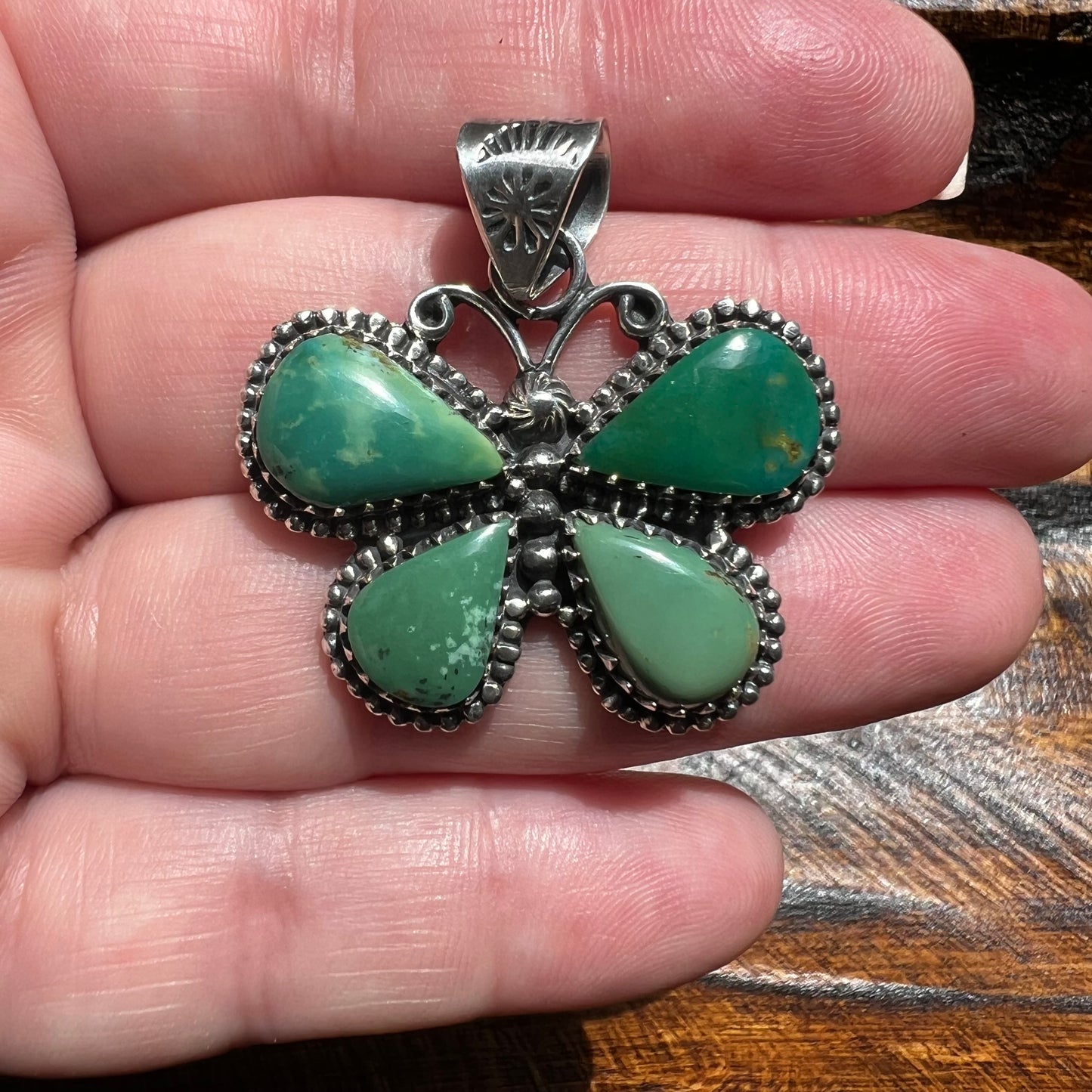Kingman Turquoise Butterfly Pendant – Sterling Silver