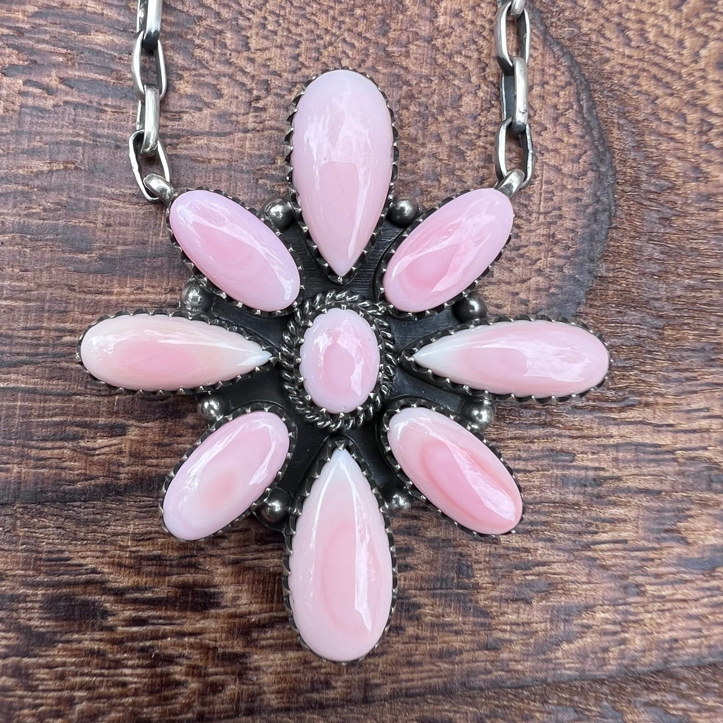 Pink Conch Cluster Statement Necklace
Necklace Only – Ring Sold Separately