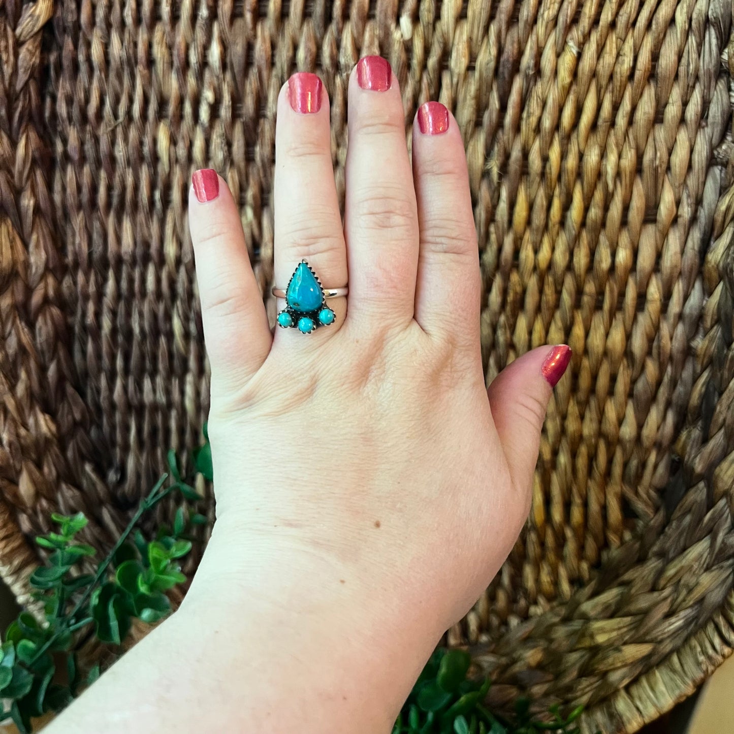 Kingman Turquoise Cluster Ring – Size 9