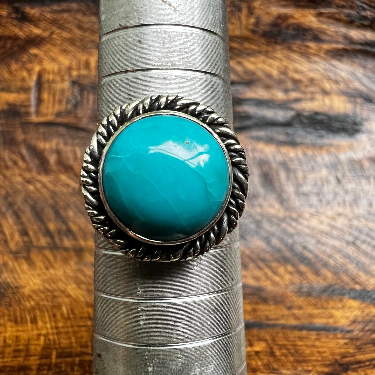 Sterling Silver Kingman Turquoise Ring – Size 8