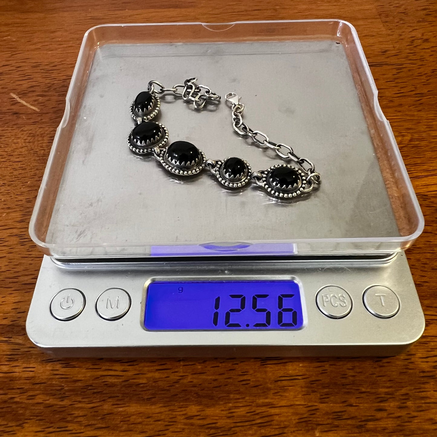 Sterling Silver Black Onyx 5 Stone Southwestern Bracelet