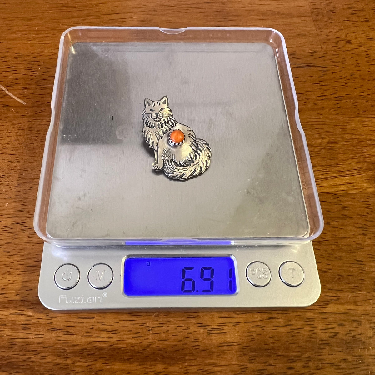 Sterling Silver Spiny Oyster Longhair Cat Pendant