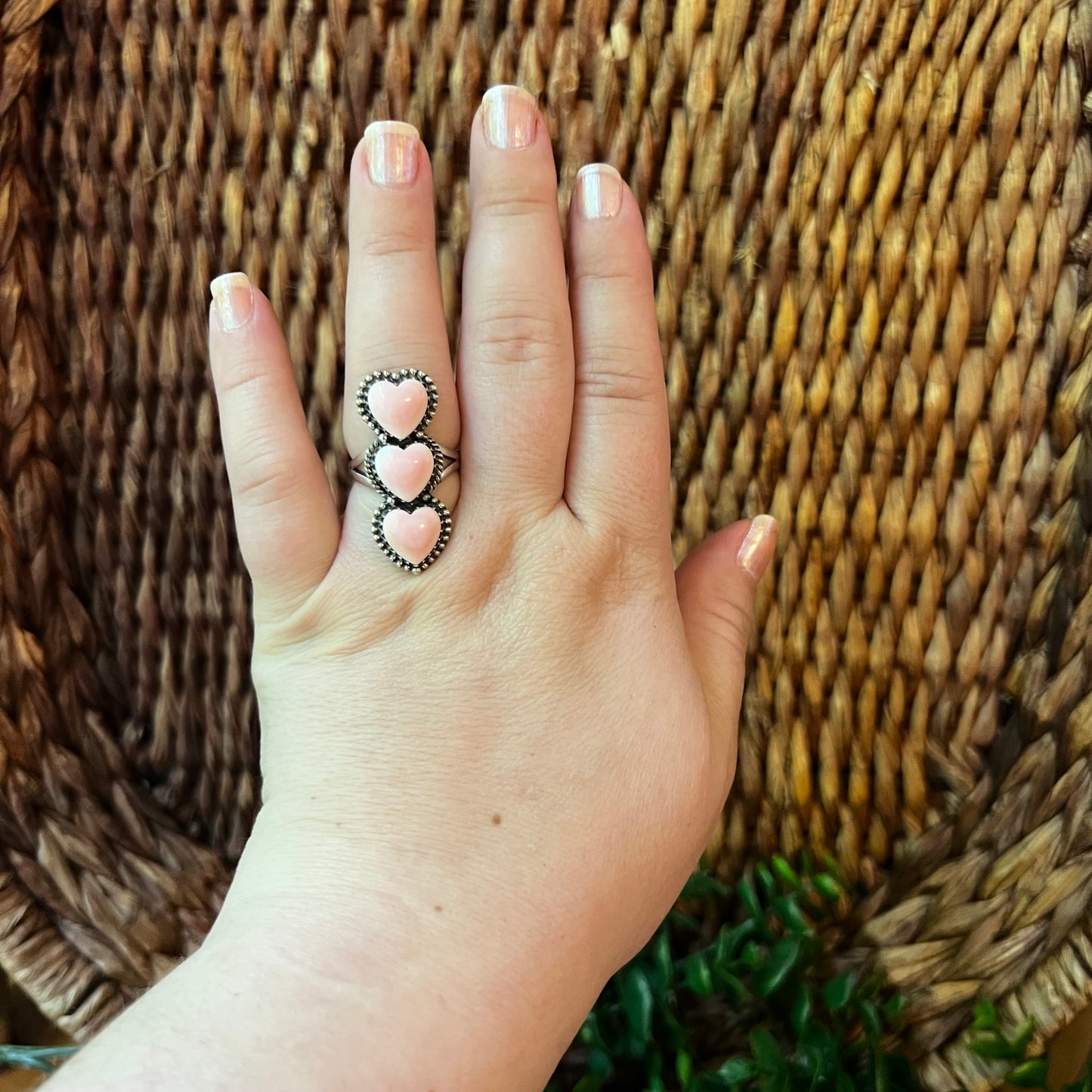 Triple Queen Conch Heart Sterling Silver Ring