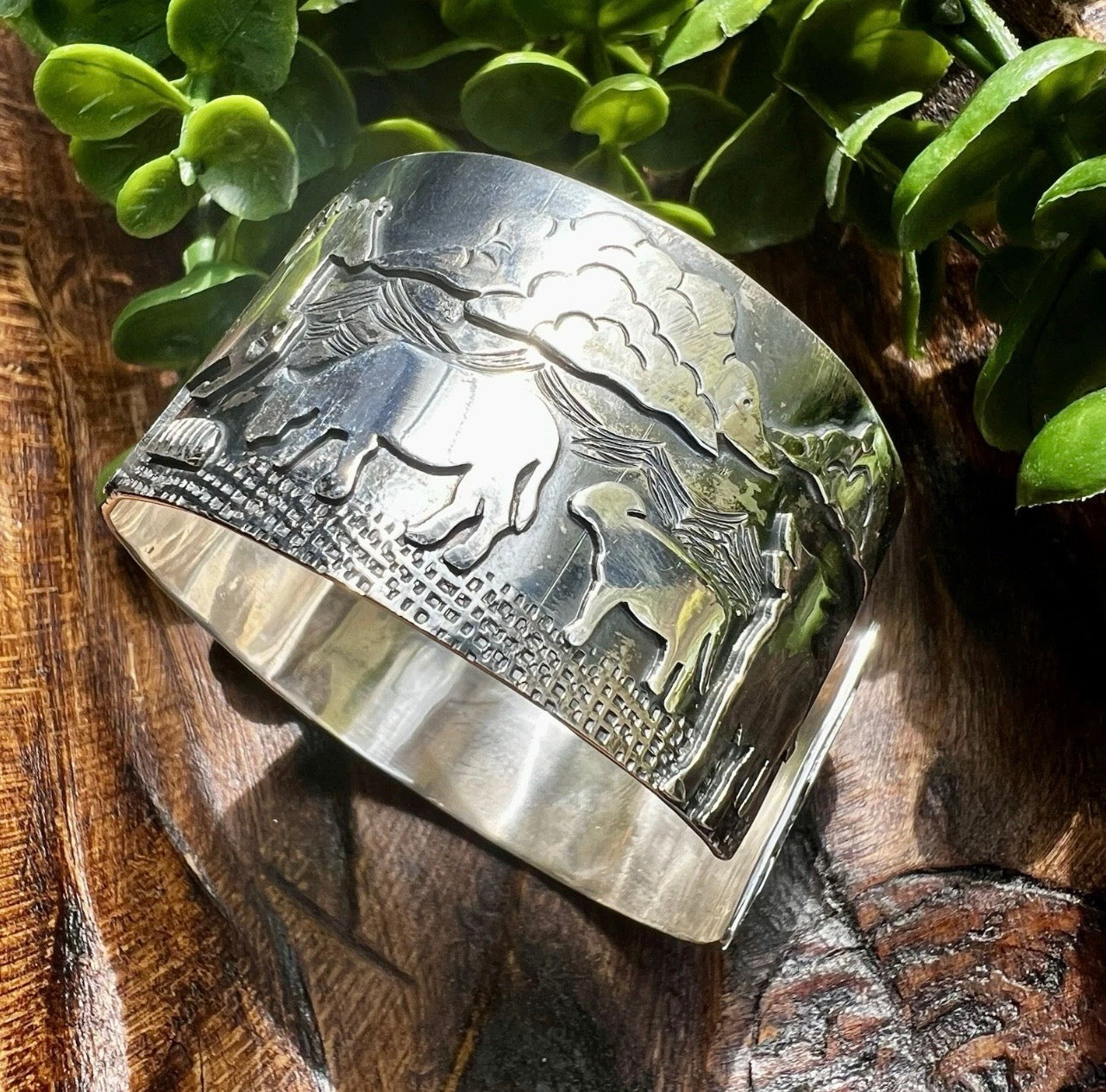 Sterling Silver Western Storyteller Cuff Bracelet | Handcrafted Collector Piece