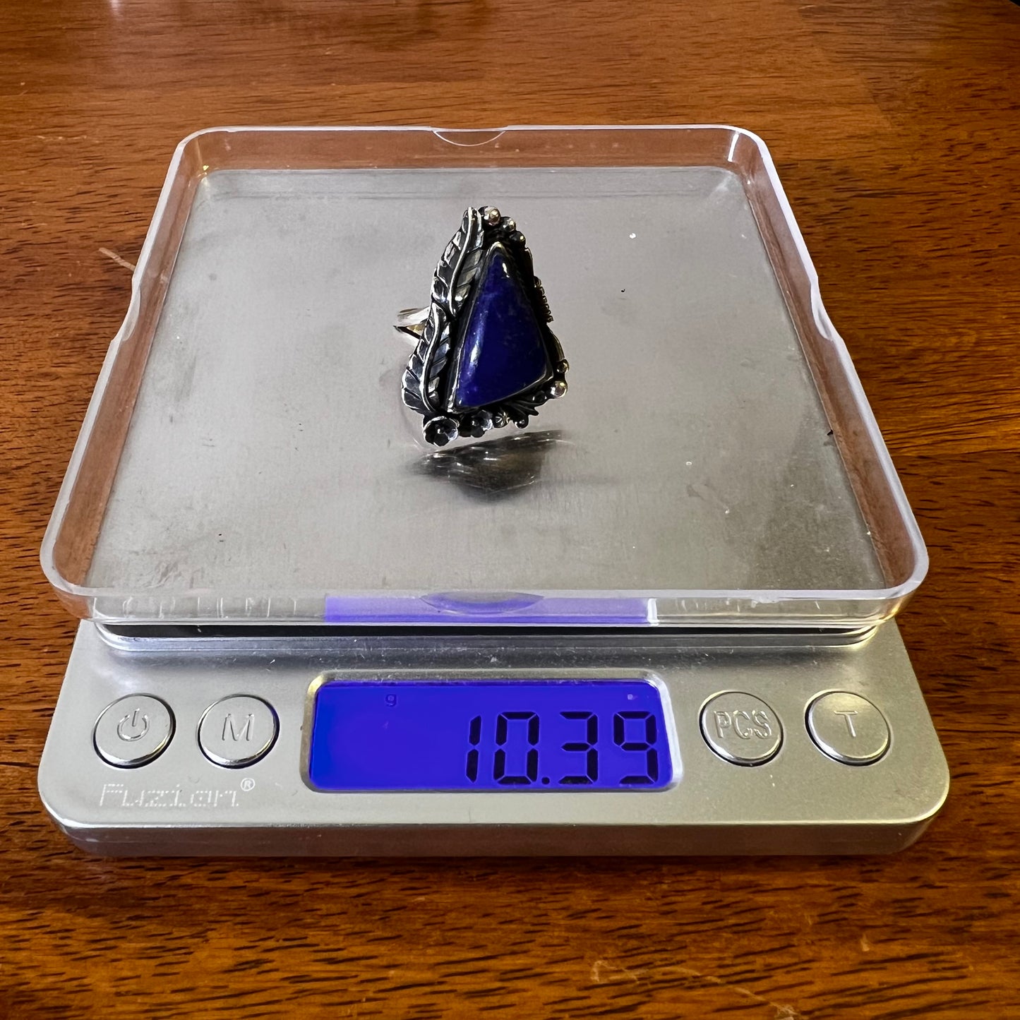 Lapis Lazuli Triangular Statement Ring in Sterling Silver Size 8.5