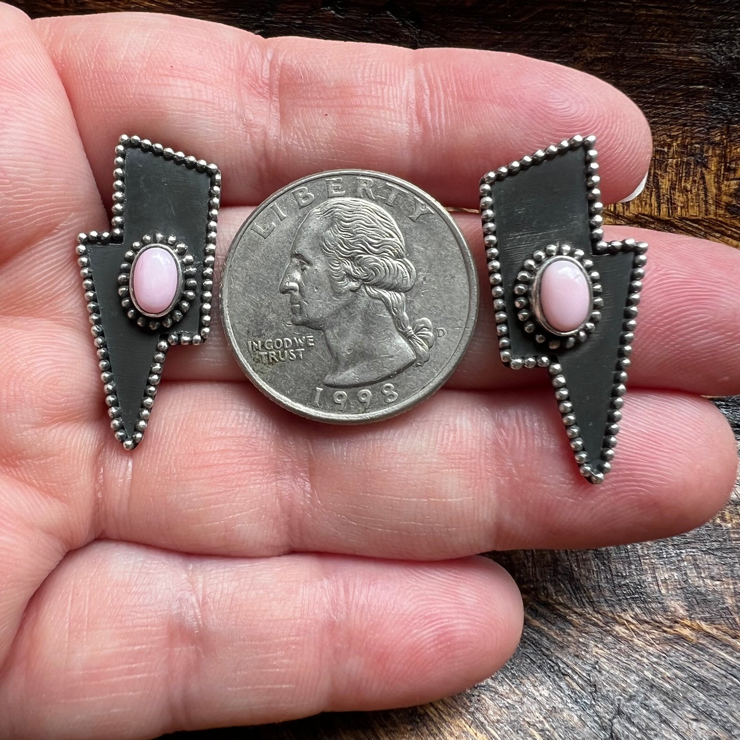 Sterling Silver Queen Conch Lightning Bolt Stud Earrings