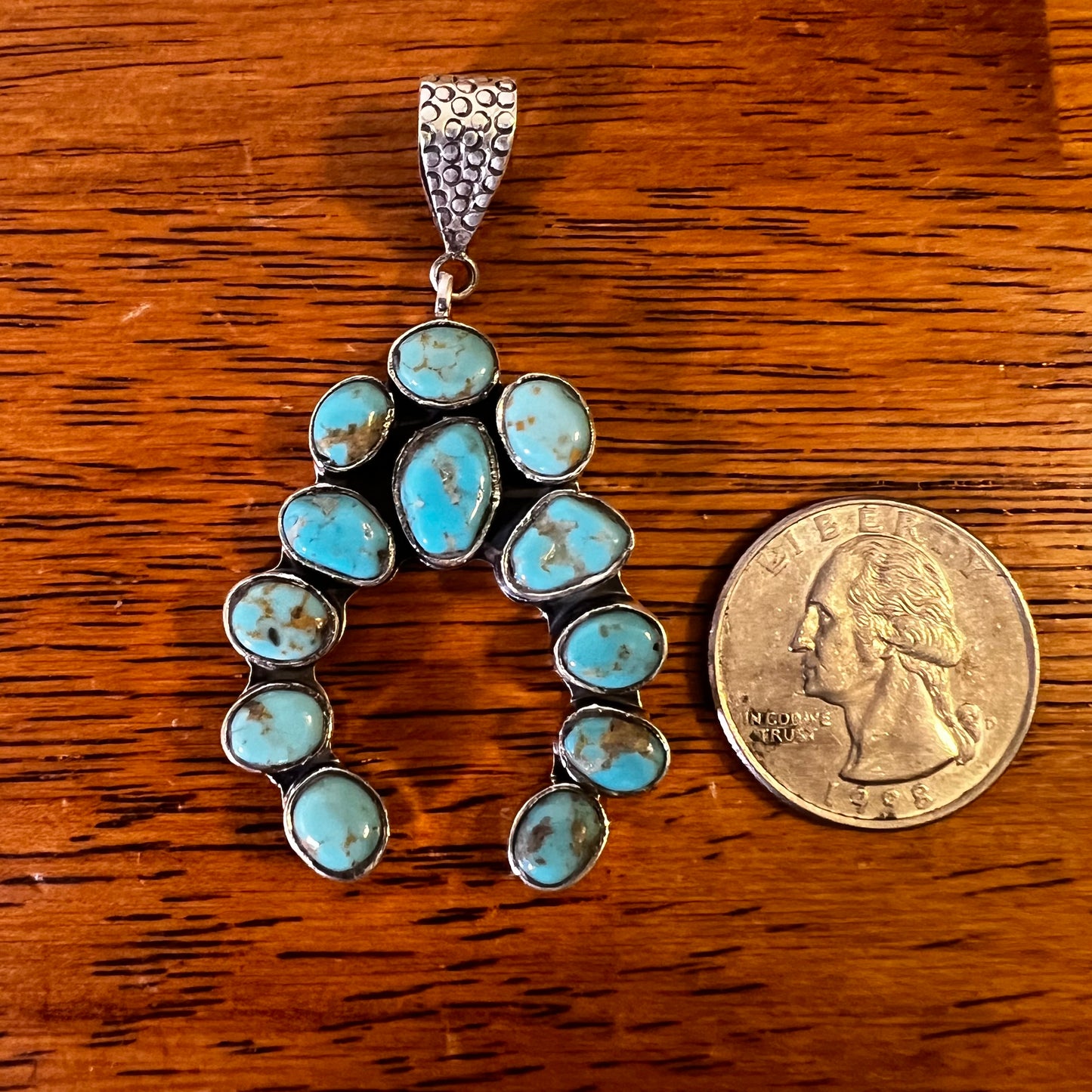 Sterling Silver Kingman Turquoise Naja Pendant
