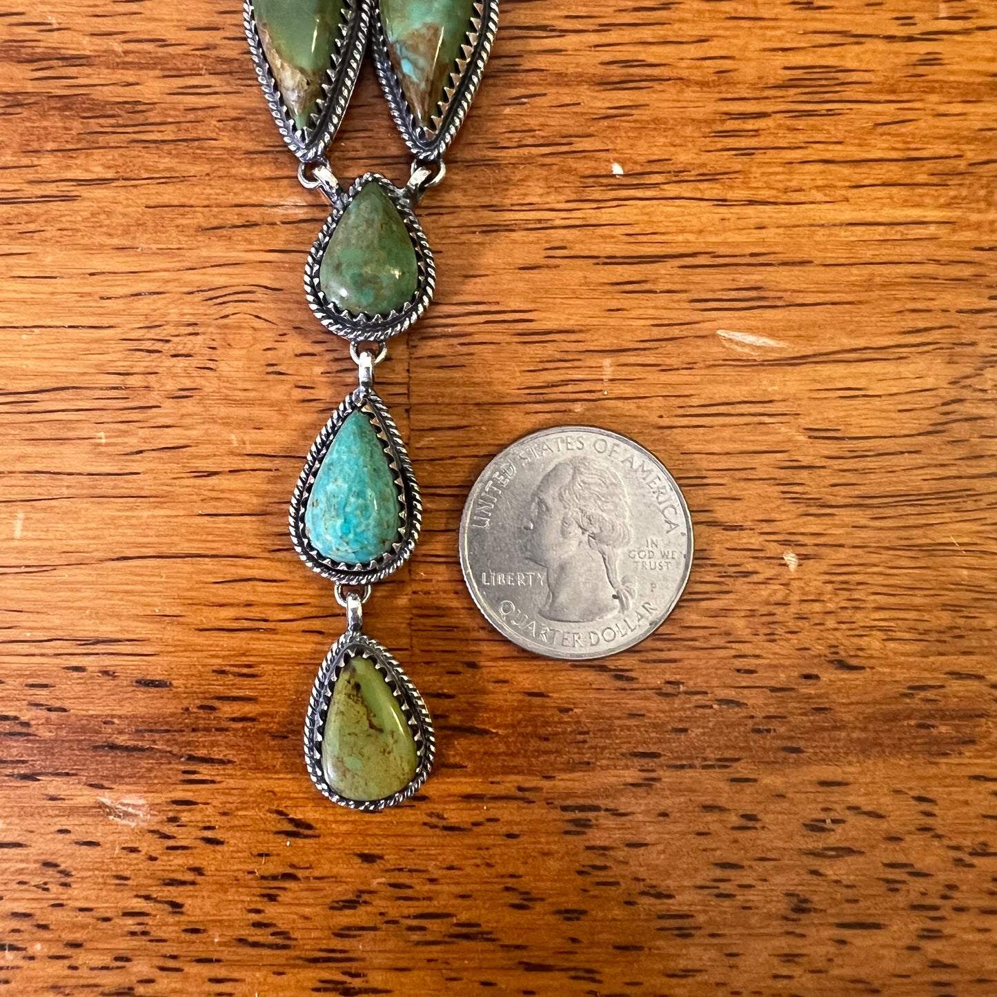 Kingman Turquoise Lariat Necklace – Handcrafted Sterling Drop Statement