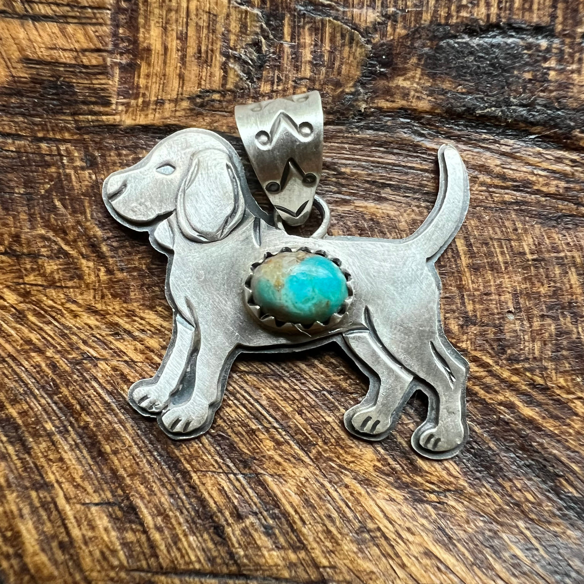 Sterling Silver Dog Pendant – Spiny Oyster, Turquoise or Queen Conch