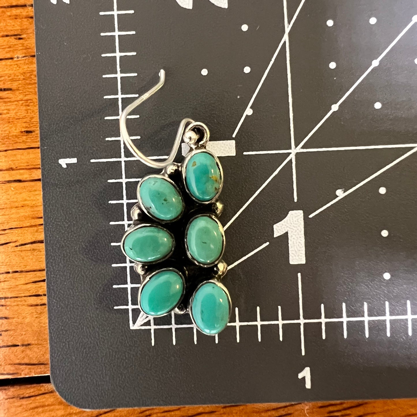 Kingman Turquoise Cluster Dangle Earrings | Sterling Silver