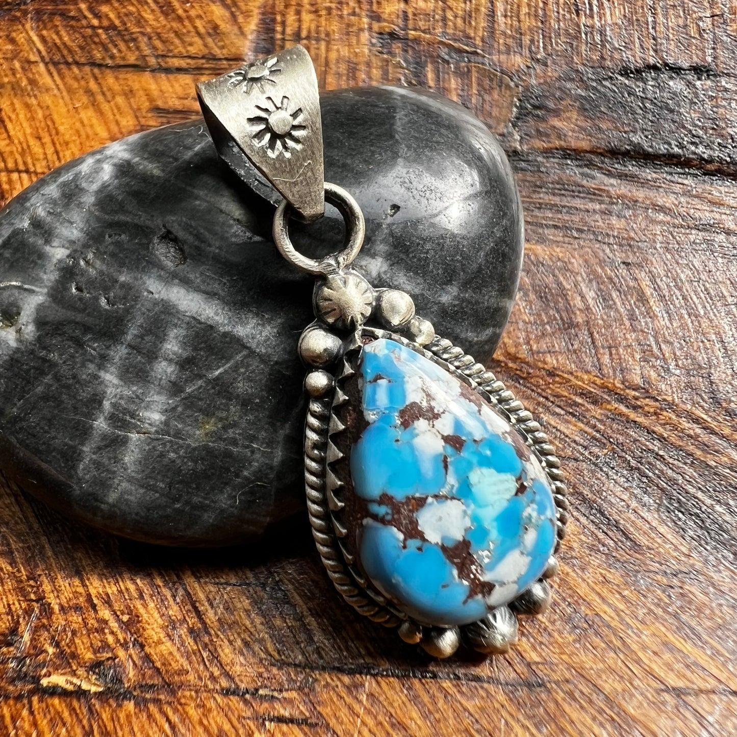 Sterling Silver Golden Hills Turquoise Teardrop Pendant