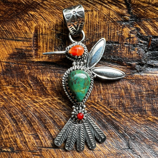 Sterling Silver Multi Stone Hummingbird Pendant