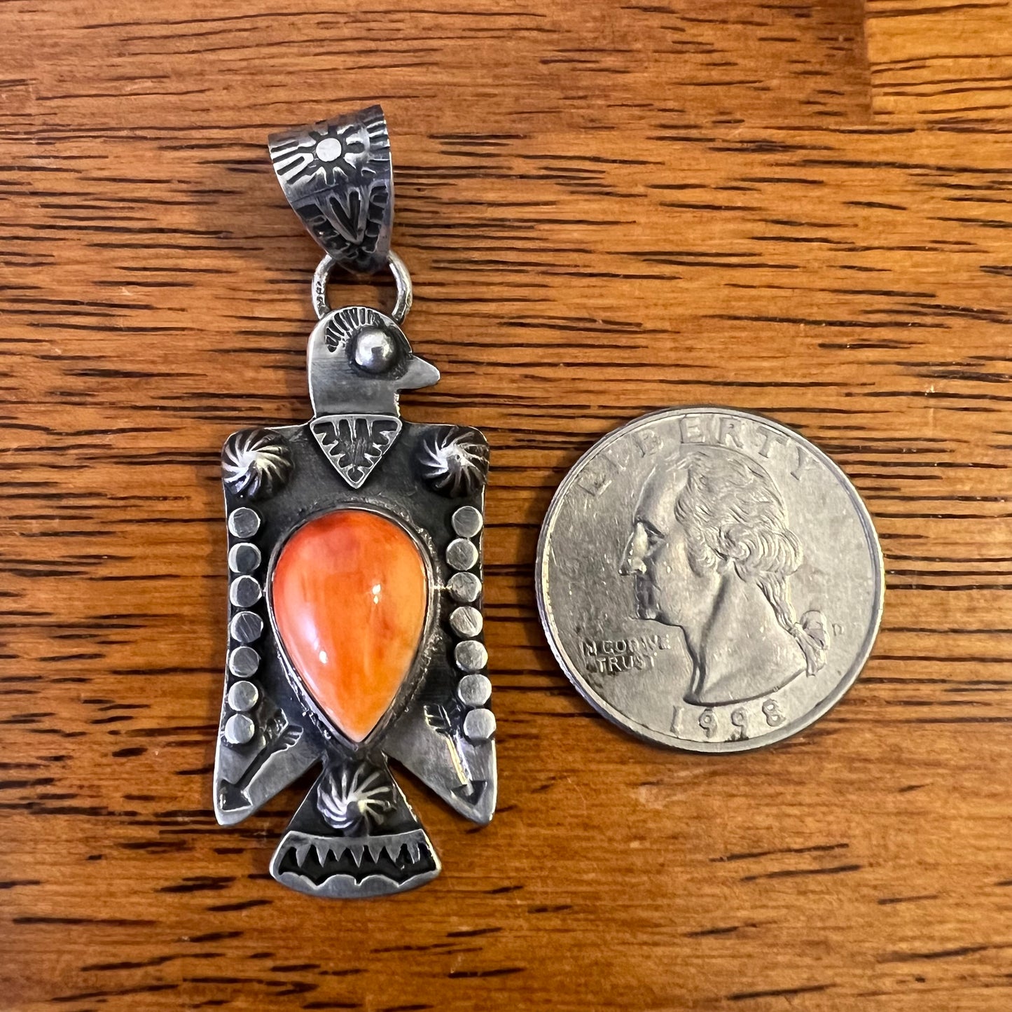 Sterling Silver Spiny Oyster Thunderbird Pendant
