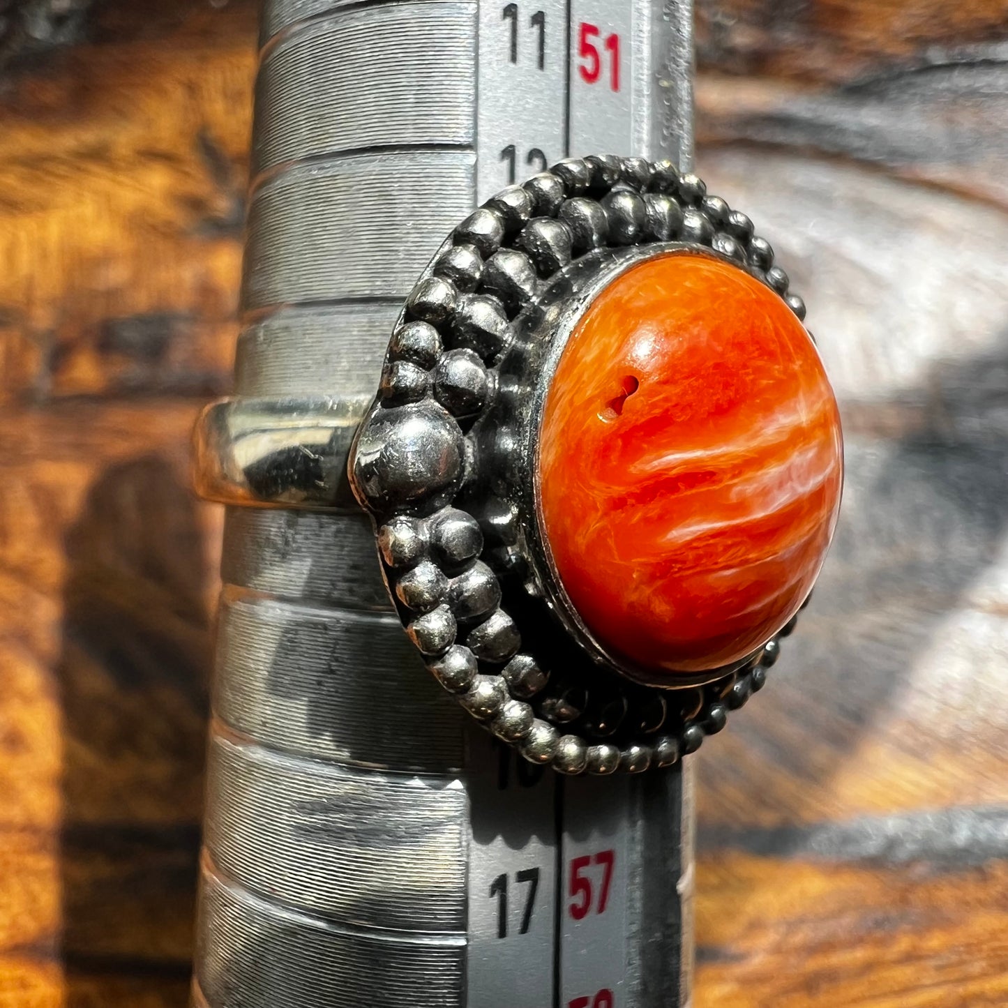 Sterling Silver Orange Spiny Oyster Ring Size 6.75