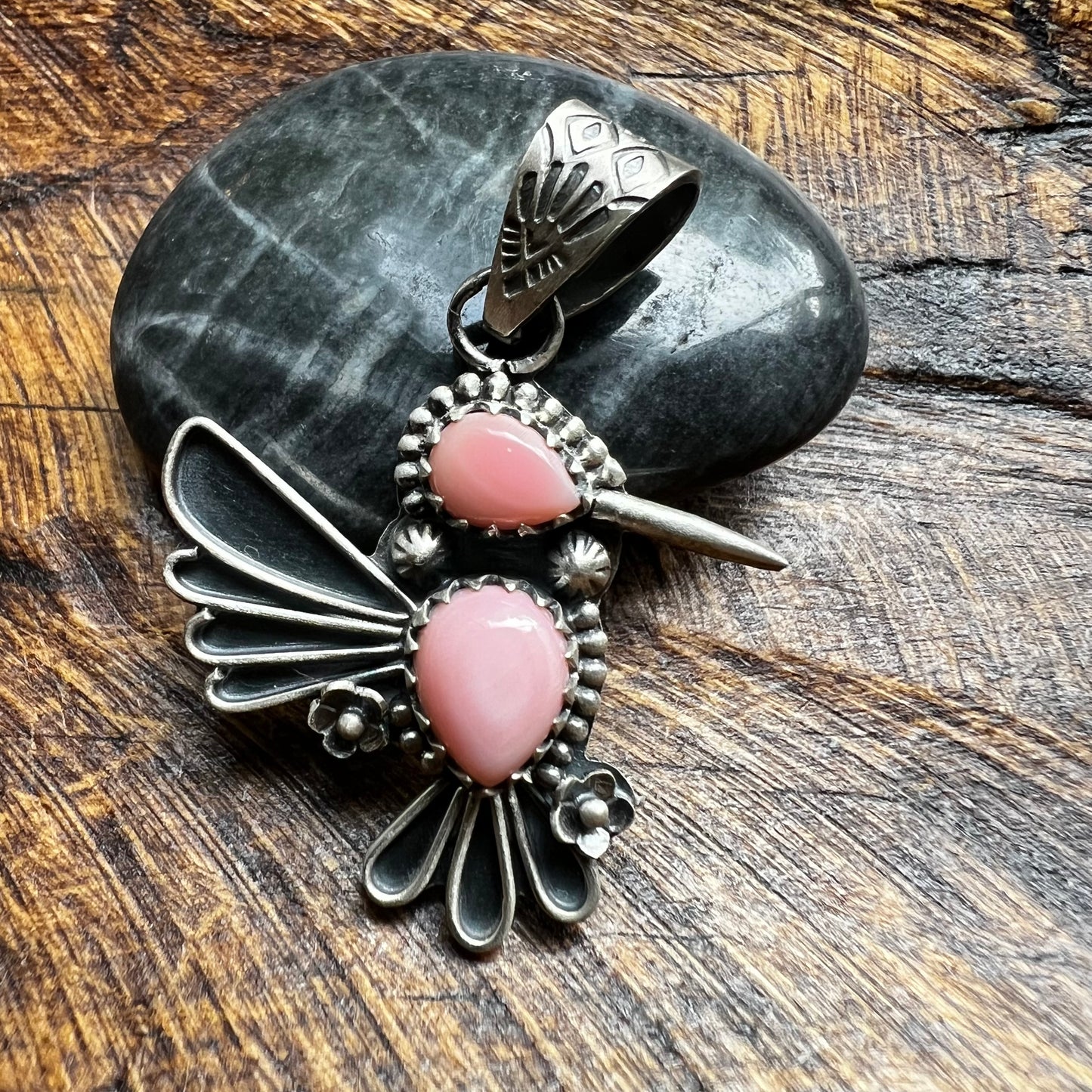 Sterling Silver Queen Conch Hummingbird Pendant