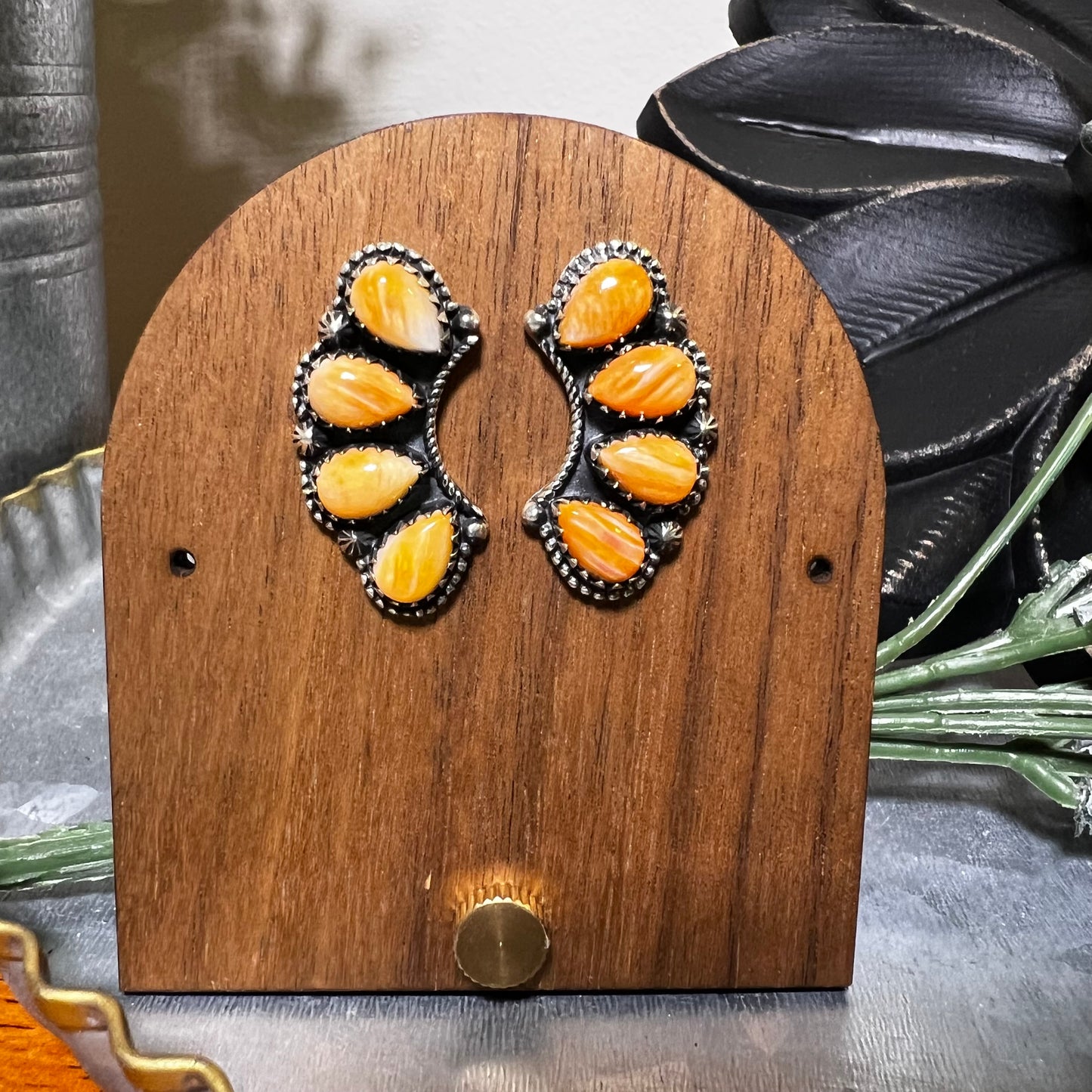 Sterling Silver Spiny Oyster Crawler Earrings | Southwestern Studs