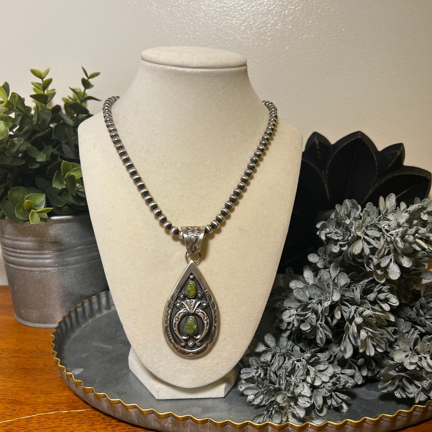 Verley Betone Navajo Sonoran Gold Turquoise Statement Necklace
