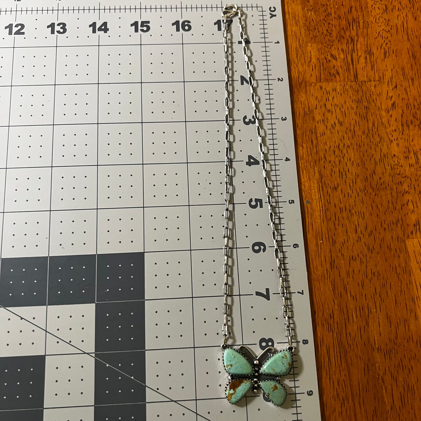 Kingman Turquoise Butterfly Necklace – Sterling Silver Paperclip Chain