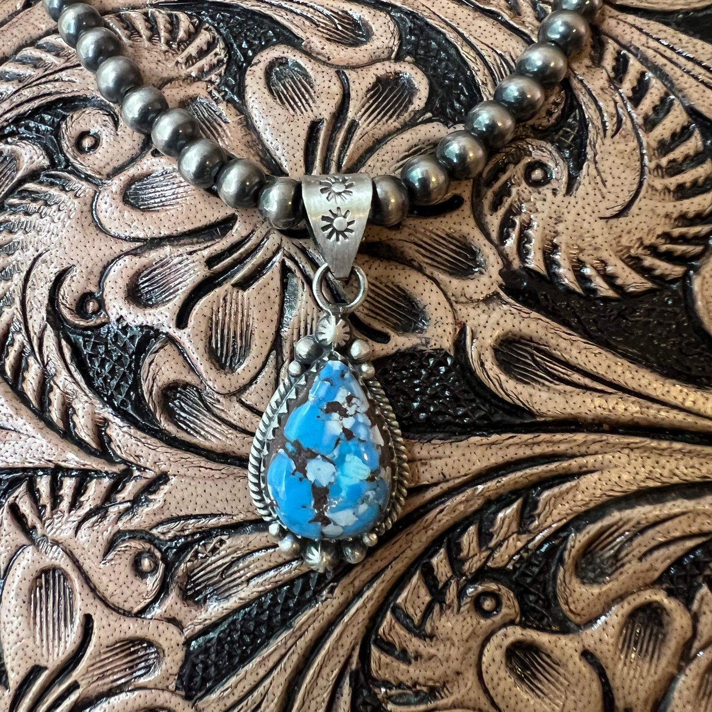Sterling Silver Golden Hills Turquoise Teardrop Pendant