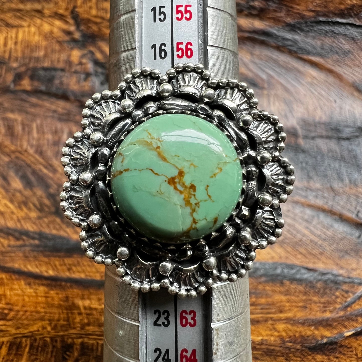 Sterling Kingman Turquoise Statement Ring Size 9  Southwestern
