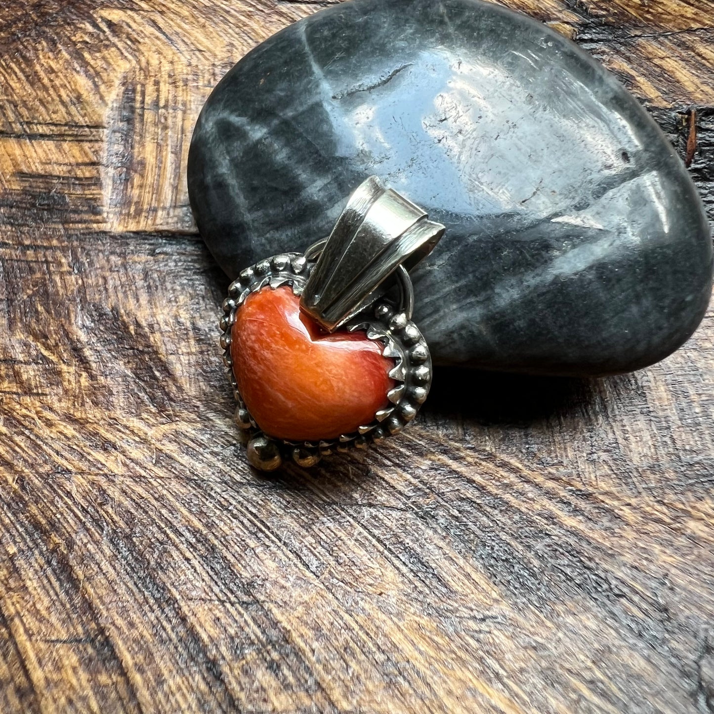 Sterling Silver Spiny Oyster Heart Pendant