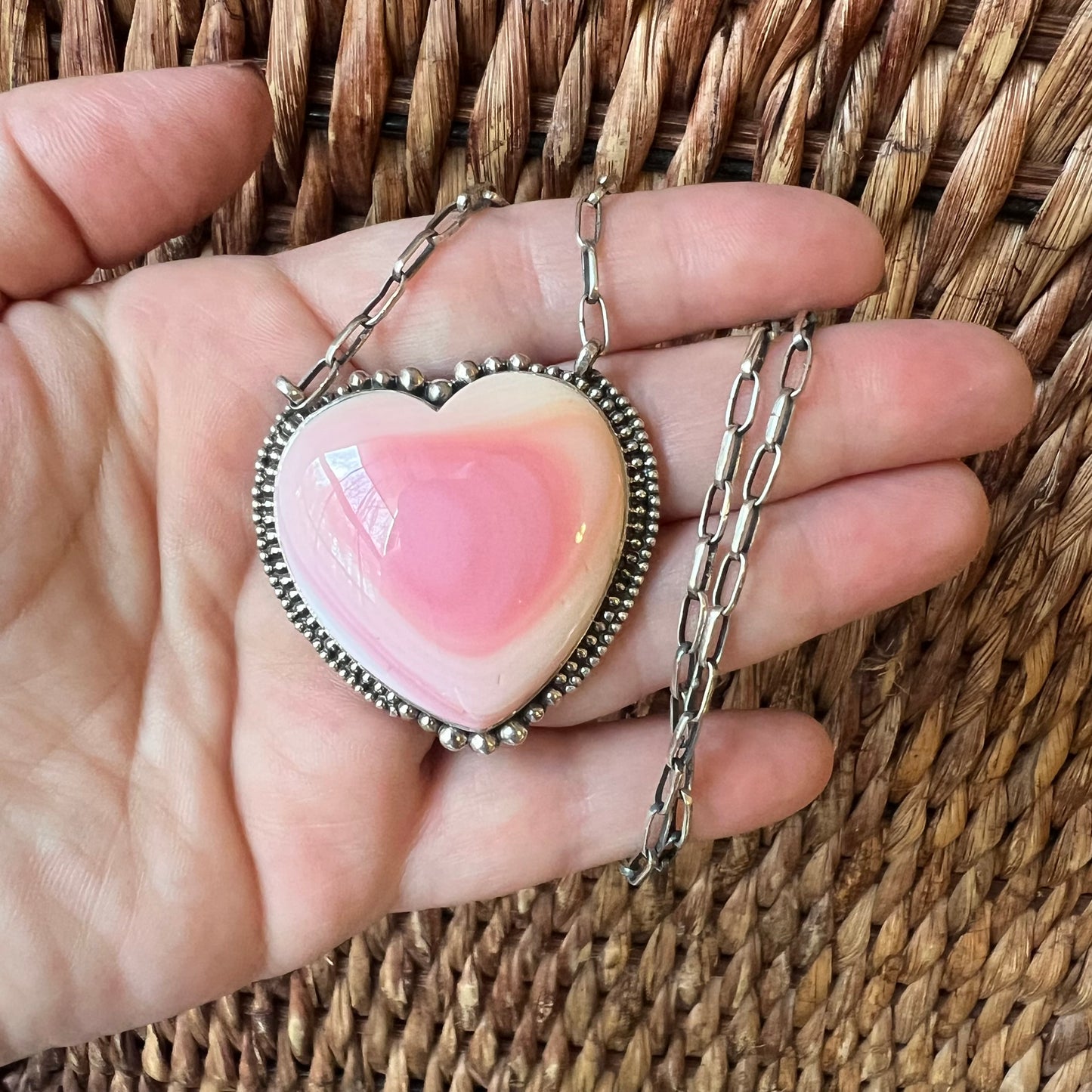 Queen Conch Shell Heart Statement Necklace in Sterling Silver